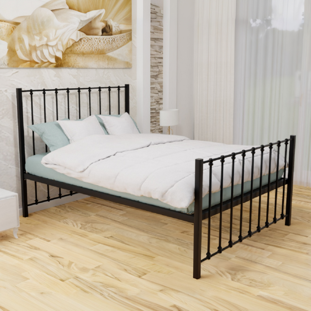 Wholesale Beds Krisjon Wrought Iron Bed Frame-Black -High Foot End -SuperKing