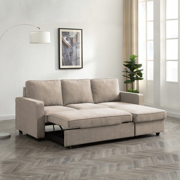 Firbank Corner Sofa Bed  Typhon Natural Textured Weave | Bed Sava