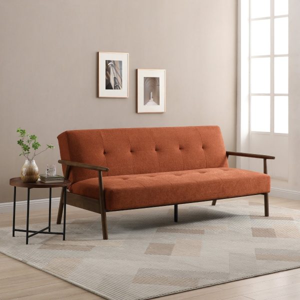 Wilton Sofa Bed  Theia Burnt Orange Textured Weave | Bed Sava