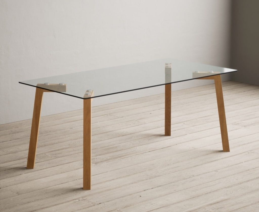 Lakelyn 180cm Solid Oak and Glass Dining Table