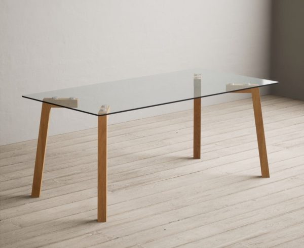 Lakelyn 180cm Solid Oak and Glass Dining Table | Bed Sava