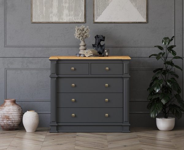 Lawson Oak and Charcoal Grey Painted 2 Over 3 Chest of Drawers | Bed Sava