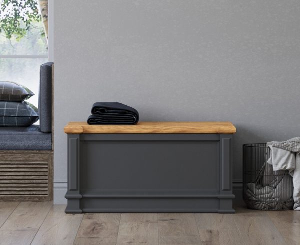 Lawson Oak and Charcoal Grey Painted Blanket Box | Bed Sava