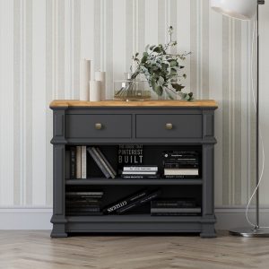 Lawson Oak and Charcoal Grey Painted Console Table | Bed Sava