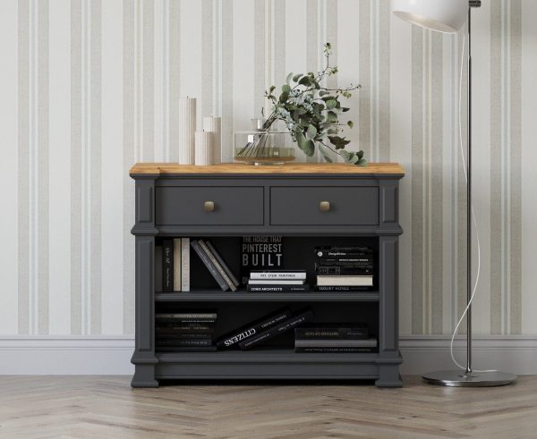 Lawson Oak and Charcoal Grey Painted Console Table | Bed Sava