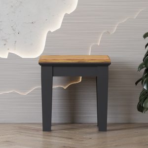 Lawson Oak and Charcoal Grey Painted Dressing Table Stool | Bed Sava
