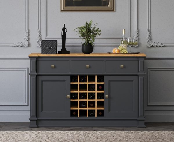 Lawson Oak and Charcoal Grey Painted Large Sideboard | Bed Sava