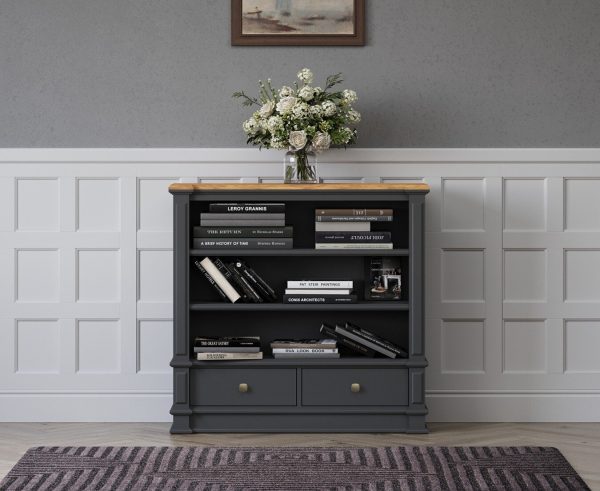 Lawson Oak and Charcoal Grey Painted Small Bookcase | Bed Sava