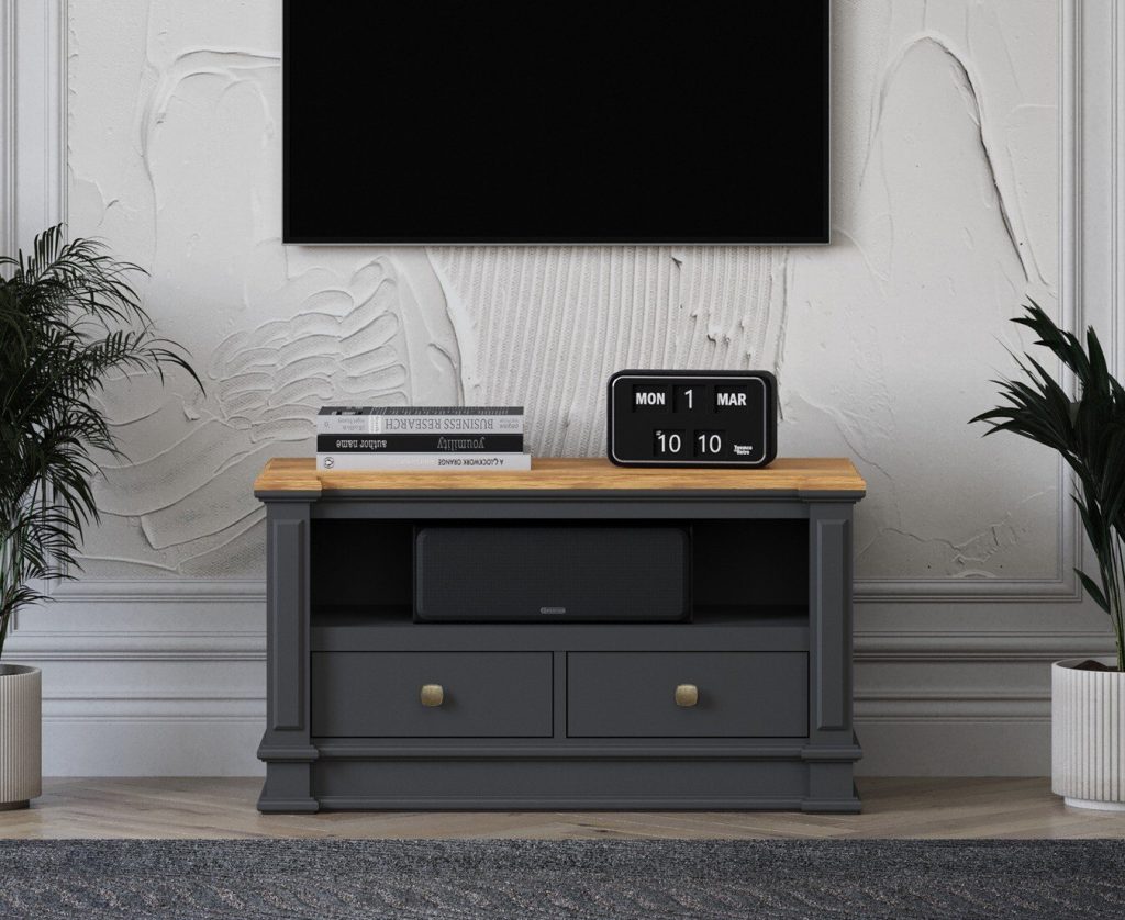Lawson Oak and Charcoal Grey Painted Small TV Cabinet