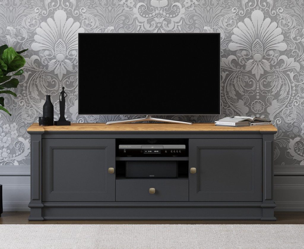 Lawson Oak and Charcoal Grey Painted Super Wide TV Cabinet