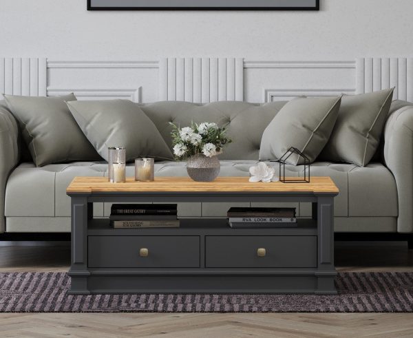 Lawson Oak and Charcoal Grey Painted Coffee Table | Bed Sava