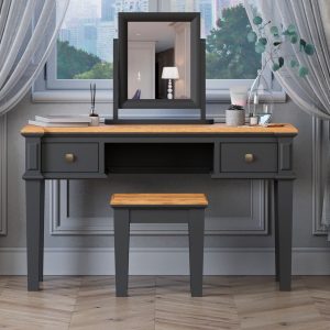 Lawson Oak and Charcoal Grey Painted Dressing Table Set | Bed Sava