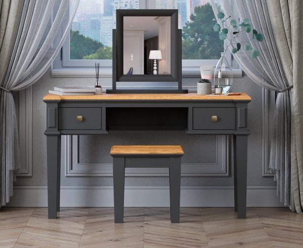 Lawson Oak and Charcoal Grey Painted Dressing Table Set | Bed Sava