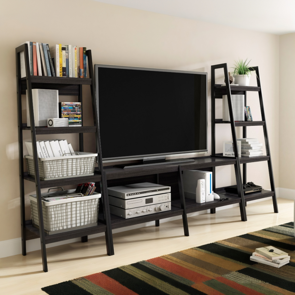 Dorel Lawrence Black Ladder Bookcase (Set of 2)