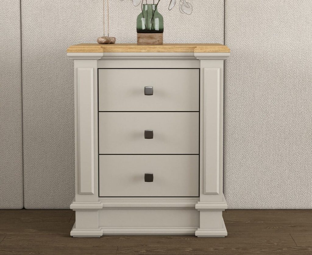 Lawson Oak and Soft White Painted 3 Drawer Bedside Chest
