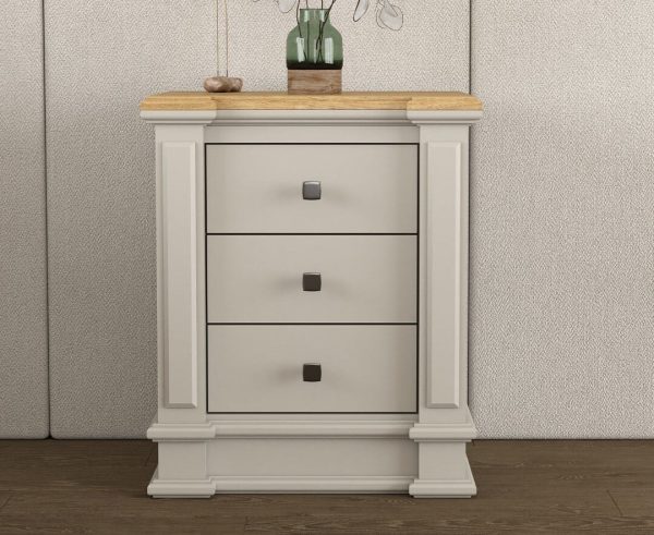 Lawson Oak and Soft White Painted 3 Drawer Bedside Chest | Bed Sava