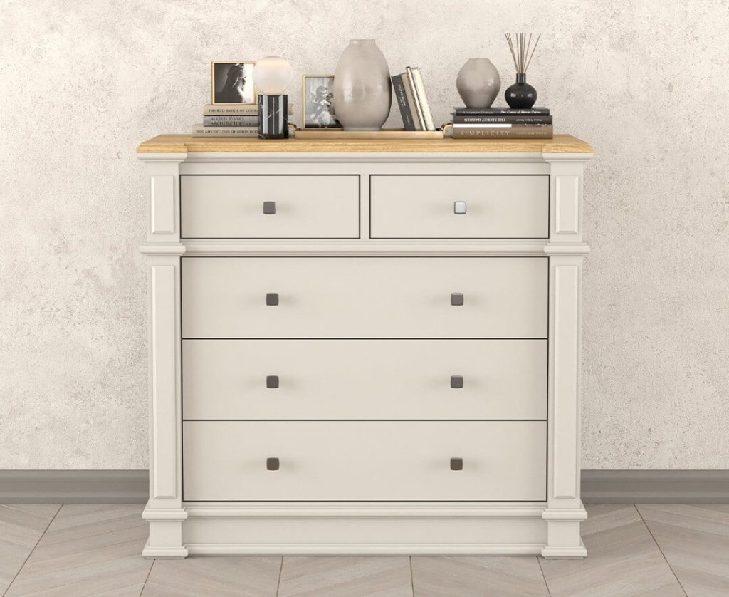 Lawson Oak and Soft White Painted 2 Over 3 Chest of Drawers