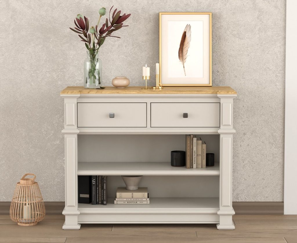 Lawson Oak and Soft White Painted Console Table