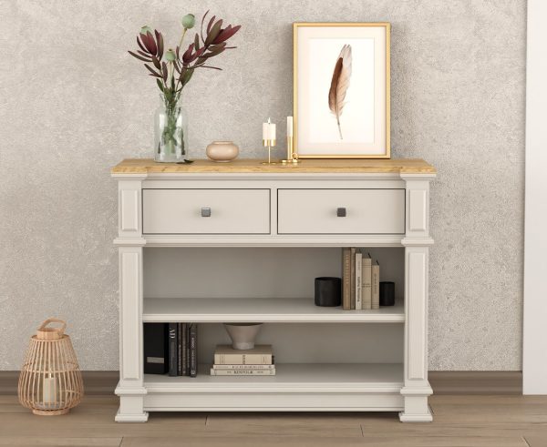 Lawson Oak and Soft White Painted Console Table | Bed Sava
