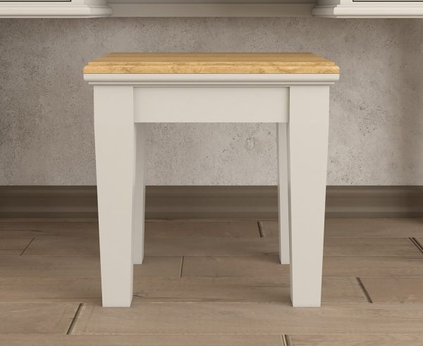 Lawson Oak and Soft White Painted Dressing Table Stool | Bed Sava