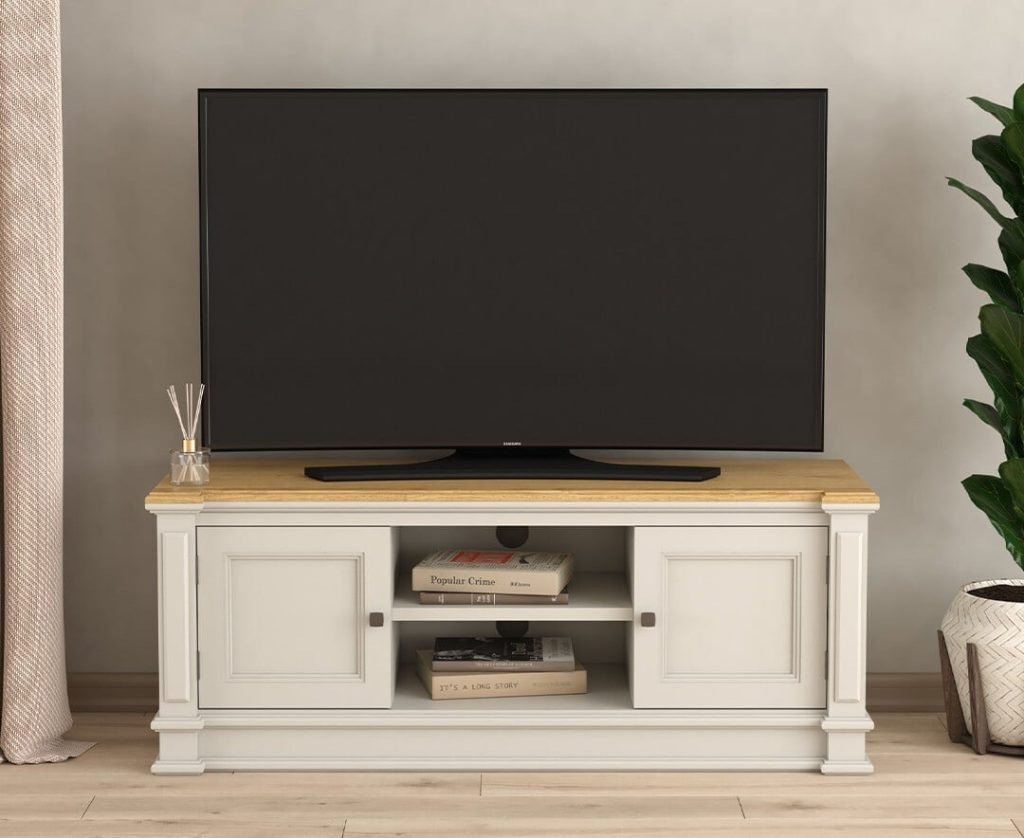 Lawson Oak and Soft White Painted Large TV Cabinet