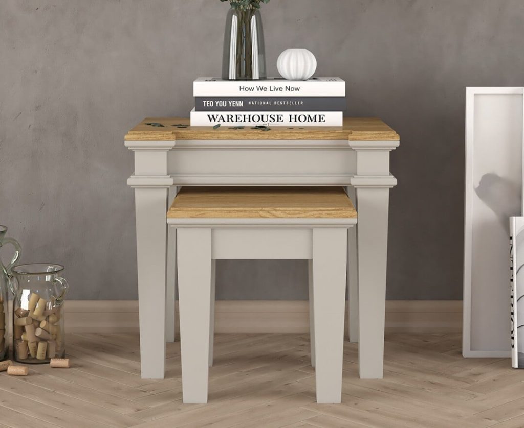 Lawson Oak and Soft White Painted Nest Of Tables