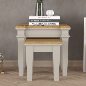 Lawson Oak and Soft White Painted Nest Of Tables | Bed Sava