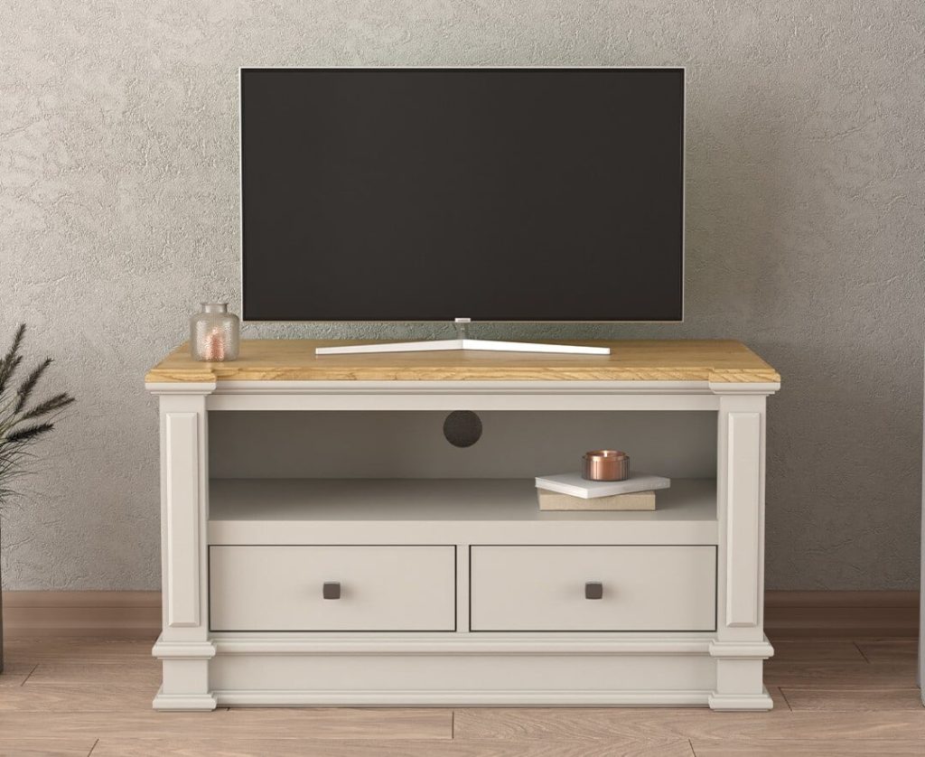 Lawson Oak and Soft White Painted Small TV Cabinet