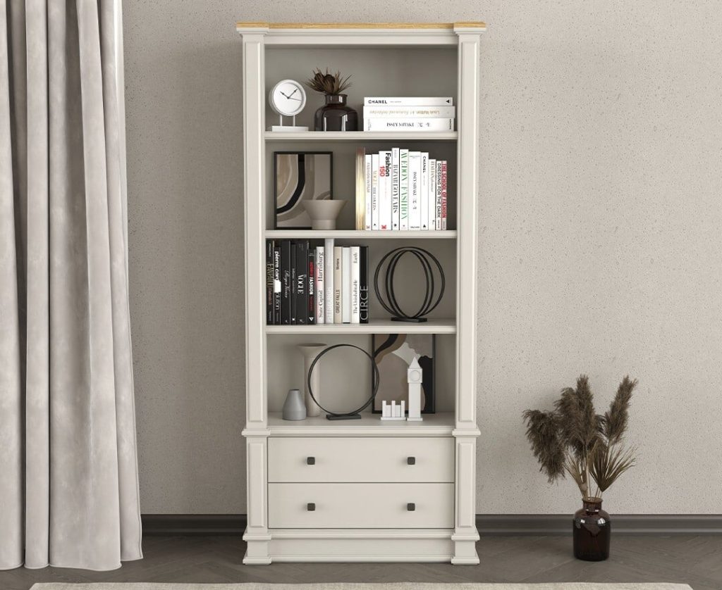 Lawson Oak and Soft White Painted Tall Bookcase