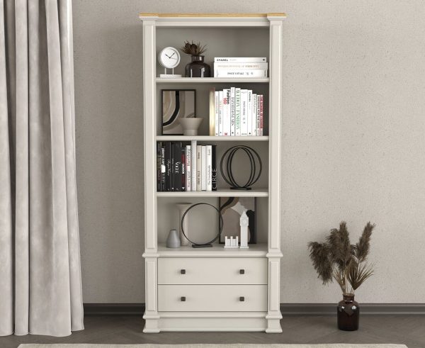 Lawson Oak and Soft White Painted Tall Bookcase | Bed Sava