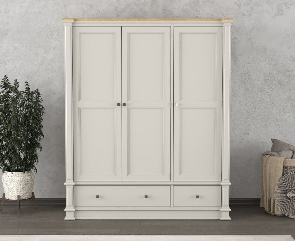 Lawson Oak and Soft White Painted Triple Wardrobe