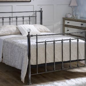 Limelight Libra Black Chrome Metal Kingsize Bed Frame with Crystal Finials | Bed Sava