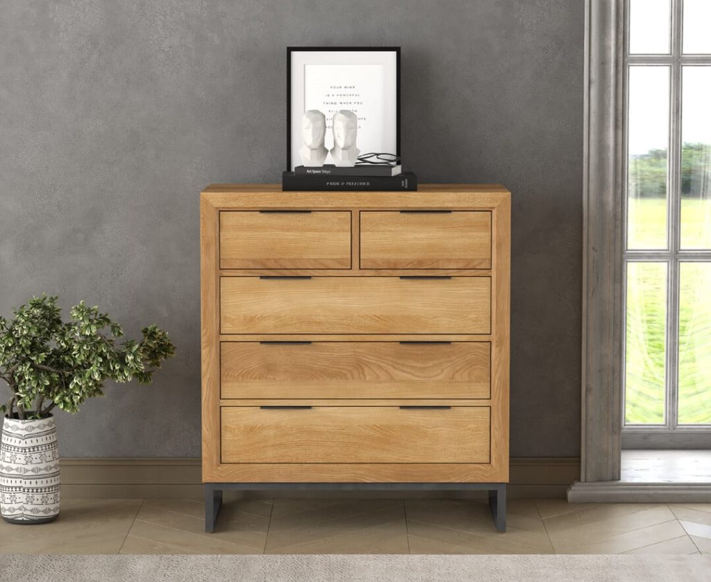 Loft Solid Oak 2 Over 3 Chest of Drawers