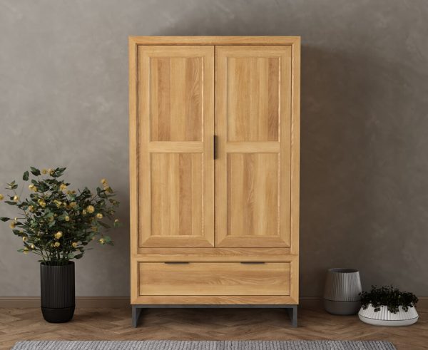 Loft Solid Oak Double Wardrobe | Bed Sava
