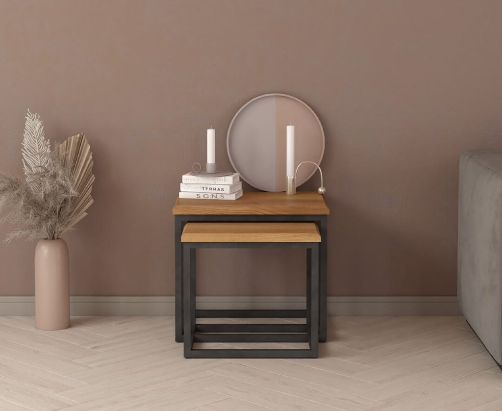 Loft Solid Oak Nest Of Tables
