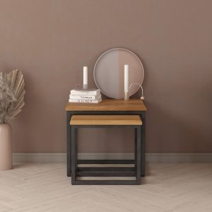 Loft Solid Oak Nest Of Tables | Bed Sava