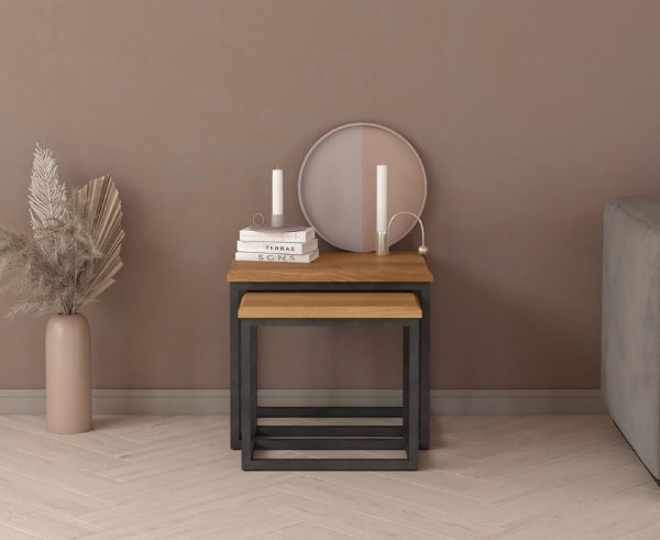 Loft Solid Oak Nest Of Tables | Bed Sava
