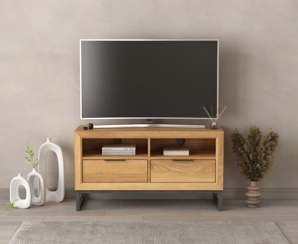 Loft Solid Oak Small TV Cabinet | Bed Sava