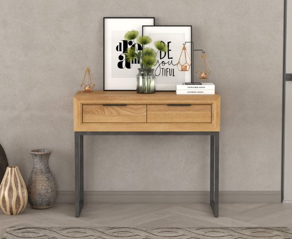 Loft Solid Oak Storage Console Table | Bed Sava