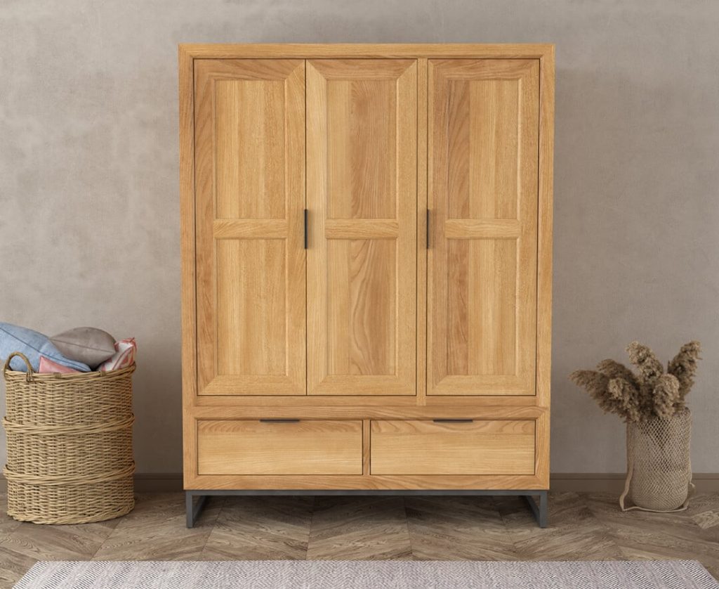 Loft Solid Oak Triple Wardrobe