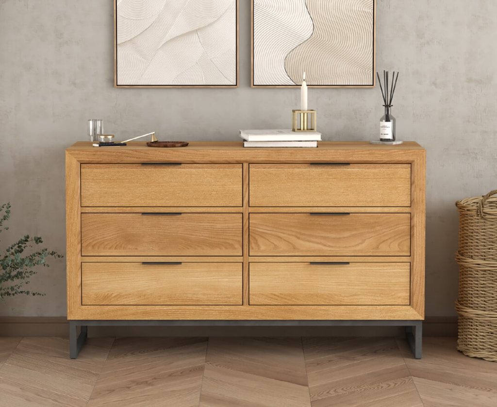 Loft Solid Oak Wide Chest Of Drawers