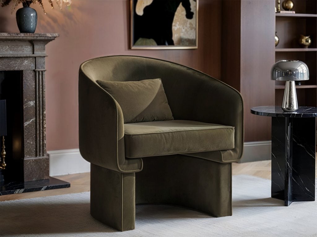 Solace+Co Lowen Khaki Velvet Accent Chair