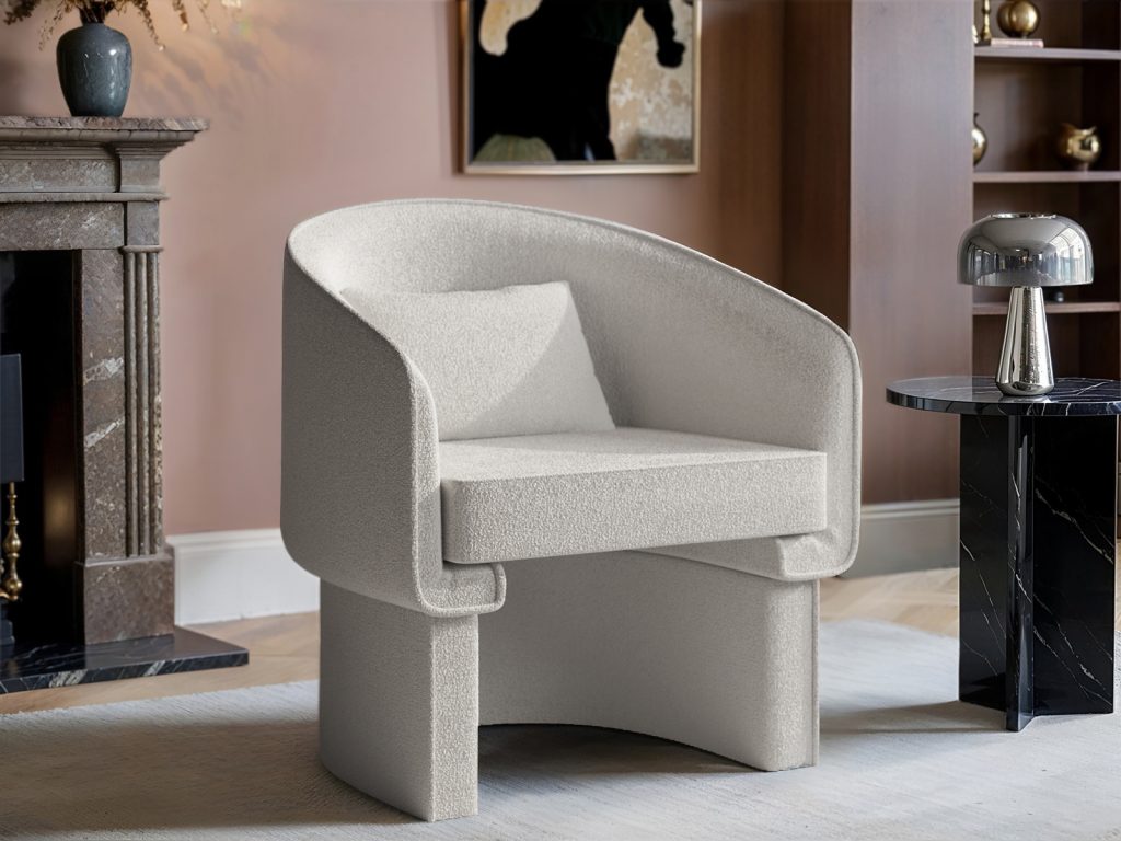 Solace+Co Lowen Cream Boucle Accent Chair