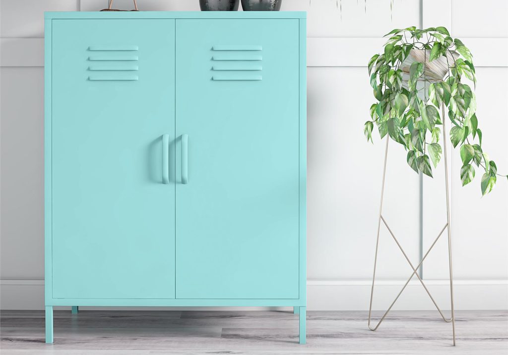 Novogratz Cache 2 Door Metal Locker Storage Cabinet-Mint