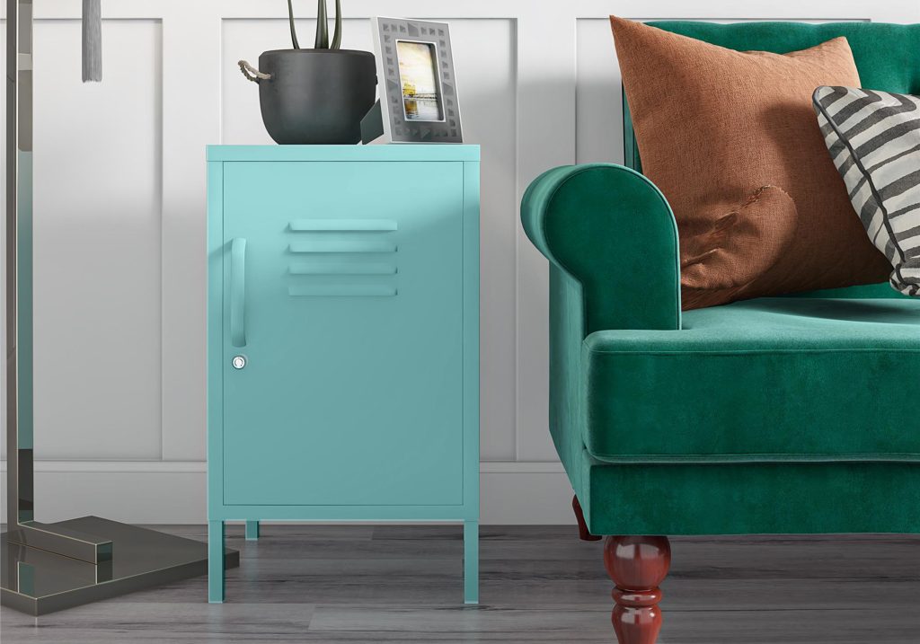 Novogratz Cache Metal Locker End Table-Mint