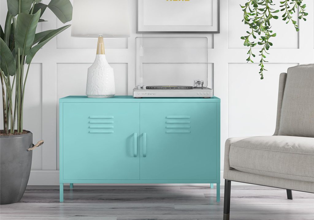 Novogratz Cache 2 Door Metal Locker Accent Cabinet-Mint