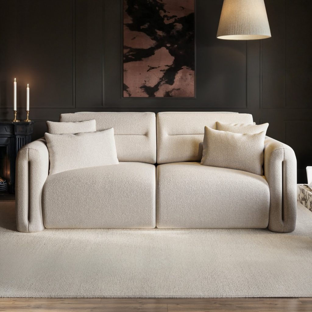 Solace+Co Mabel 3 Seater Sofa Beige Chenille