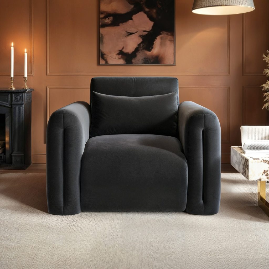 Solace+Co Mabel Armchair Grey Velvet