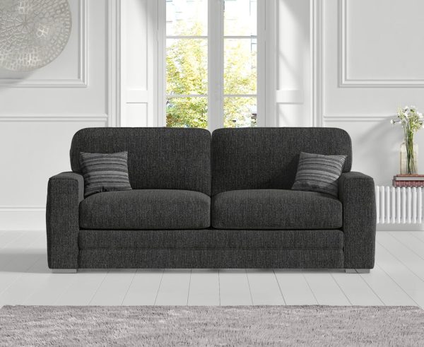 Madden Charcoal Grey Fabric Three Seater Sofa | Bed Sava