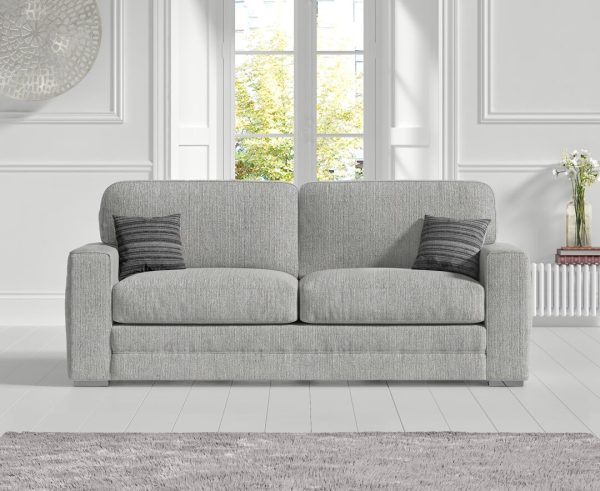 Madden Light Grey Fabric Three Seater Sofa | Bed Sava